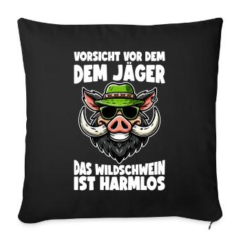 Jäger Jagd Jagdschein Jägerin Jagdbekleidung - Sofakissenbezug 45 x 45 cm - Schwarz - Vorne