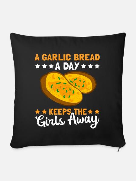 Knoblauchbrot Knoblauch Brot Geschenk - Sofakissenbezug 45 x 45 cm - Schwarz