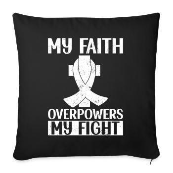 Ruban blanc du Mois de la sensibilisation au cancer du poumon - Housse de coussin décorative 45 x 45 cm - noir - Devant