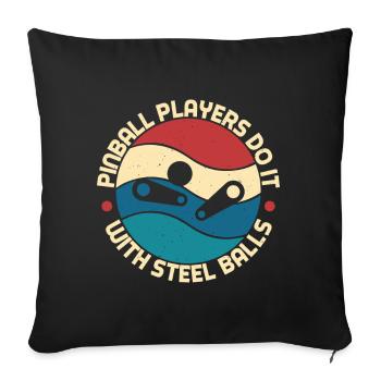 Les joueurs de flipper le font avec des boules d’acier au motif rétro - Housse de coussin décorative 45 x 45 cm - noir - Devant