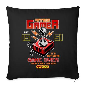 Vintage Gamer depuis 1951 Drôle d’anniversaire Jeux - Housse de coussin décorative 45 x 45 cm - noir - Devant