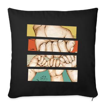 Mon papa et mes 3 enfants - Housse de coussin décorative 45 x 45 cm - noir - Devant