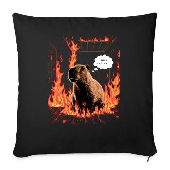 Capybara In Flames This is Fine Meme Art - Sofa pillowcase 17,3'' x 17,3'' (45 x 45 cm) - black - Front