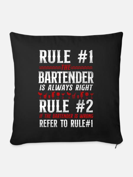 Bartender Mixologist Bar Rules - Sofakissenbezug 45 x 45 cm - Schwarz