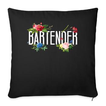 Barman Mixologue Fleurs - Housse de coussin décorative 45 x 45 cm - noir - Devant