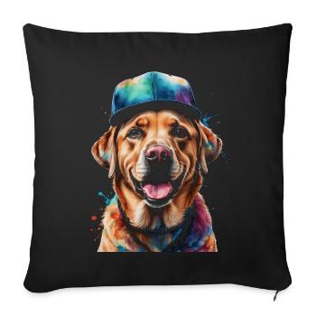 Labrador Retriever Snapback Cap Chien Design Print - Housse de coussin décorative 45 x 45 cm - noir - Devant