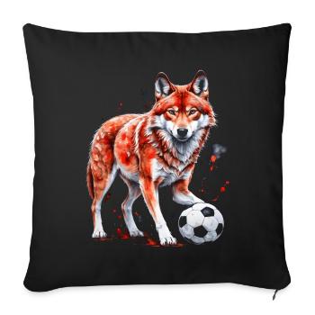Wolf Football Colorful Serbia Srbija Animal Design Print - Sofa pillowcase 17,3'' x 17,3'' (45 x 45 cm) - black - Front