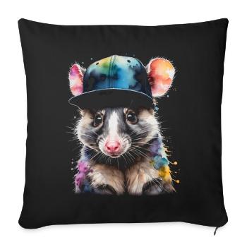 Opossum Snapback Cap Cool Tier Design Print - Sofa pillowcase 17,3'' x 17,3'' (45 x 45 cm) - black - Front
