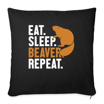 Eat Sleep Beaver Repeat North American Eurasian - Sofa pillowcase 17,3'' x 17,3'' (45 x 45 cm) - black - Front