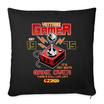 Vintage Gamer Since 1975 Funny Birthday Gaming - Sofa pillowcase 17,3'' x 17,3'' (45 x 45 cm) - black - Front