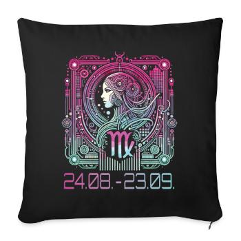 Signe du zodiaque Vierge Cyberpunk Design - Housse de coussin décorative 45 x 45 cm - noir - Devant