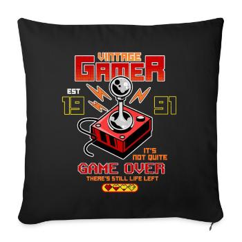 Vintage Gamer Since 1991 Funny Birthday Gaming - Sofa pillowcase 17,3'' x 17,3'' (45 x 45 cm) - black - Front
