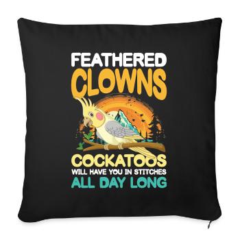 Featherd Clowns Cockatoos für eine Kakadu - Sofakissenbezug 45 x 45 cm - Schwarz - Vorne