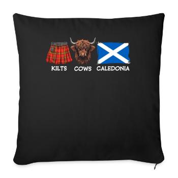 Kilts Cows Caledonia - Sofa pillowcase 17,3'' x 17,3'' (45 x 45 cm) - black - Front