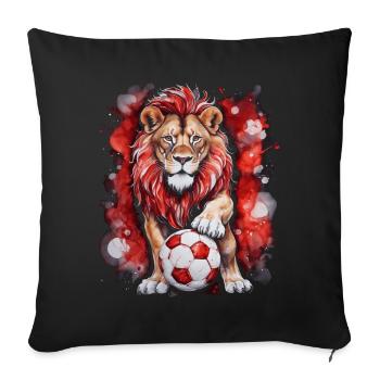 Lion Football Colorful Poland Animal Design Print - Sofa pillowcase 17,3'' x 17,3'' (45 x 45 cm) - black - Front