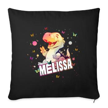 MELISSA - Beautiful GIRL Name with Cute DINO TREX - Sofa pillowcase 17,3'' x 17,3'' (45 x 45 cm) - black - Front