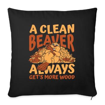 Clean Beaver bekommt immer mehr Holz nach Norden - Sofakissenbezug 45 x 45 cm - Schwarz - Vorne