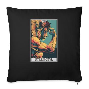 Tarotkarten Tarotkarte Strength Kraft - Sofakissenbezug 45 x 45 cm - Schwarz - Vorne