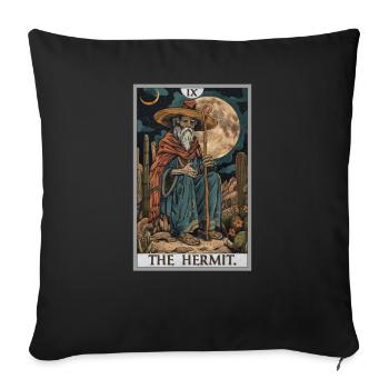Cartes de tarot Carte de tarot L’Ermite L’Ermite - Housse de coussin décorative 45 x 45 cm - noir - Devant