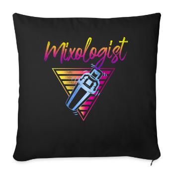 Barman Mixologue Années 80 Années 90 Rétro - Housse de coussin décorative 45 x 45 cm - noir - Devant