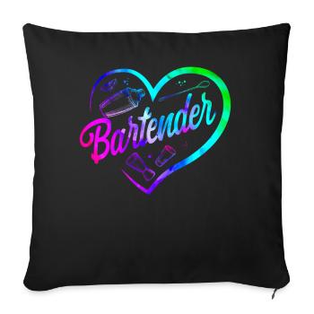 Barman Mixologue Cœur - Housse de coussin décorative 45 x 45 cm - noir - Devant