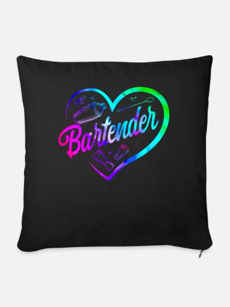 Bartender Mixologist Heart - Sofakissenbezug 45 x 45 cm - Schwarz