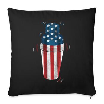 Barman Mixologue American Flag - Housse de coussin décorative 45 x 45 cm - noir - Devant