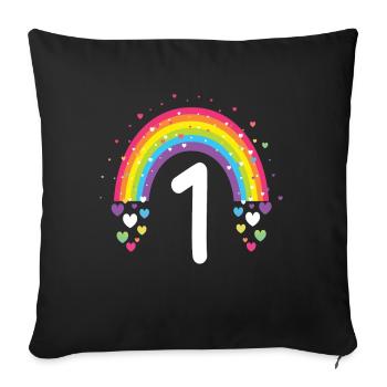 1st Birthday Gift Rainbow Birthday Child - Sofa pillowcase 17,3'' x 17,3'' (45 x 45 cm) - black - Front