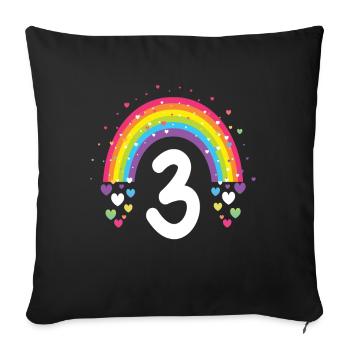 3ème Cadeau d’Anniversaire Arc-en-ciel Garçon d’anniversaire - Housse de coussin décorative 45 x 45 cm - noir - Devant