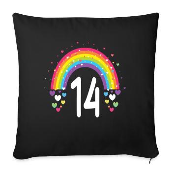 14th Birthday Gift Rainbow Birthday Child - Sofa pillowcase 17,3'' x 17,3'' (45 x 45 cm) - black - Front