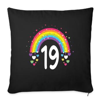 19th Birthday Gift Rainbow Birthday Child - Sofa pillowcase 17,3'' x 17,3'' (45 x 45 cm) - black - Front