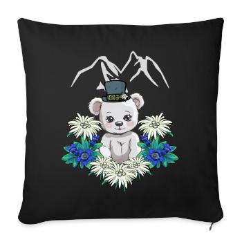Autriche Montagnes Ours de montagne Ours en peluche Ours en peluche - Housse de coussin décorative 45 x 45 cm - noir - Devant