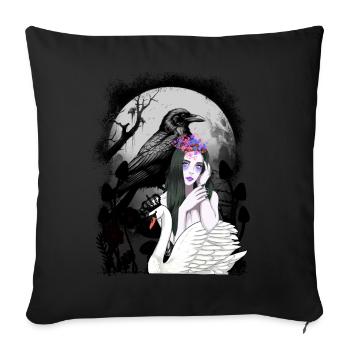 Mystisch Krähe Schwan Märchen Fee Elfe Vögel - Sofakissenbezug 45 x 45 cm - Schwarz - Vorne