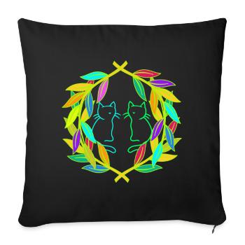 Retro Cat Cats 80s 90s Vintage - Sofa pillowcase 17,3'' x 17,3'' (45 x 45 cm) - black - Front