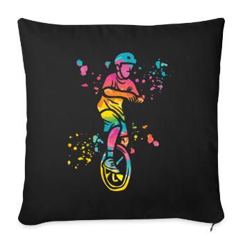 Unicycliste monocycle monocycle - Housse de coussin décorative 45 x 45 cm - noir - Devant