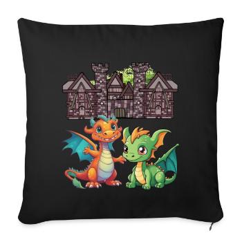 Medieval Dragon Dragon - Sofa pillowcase 17,3'' x 17,3'' (45 x 45 cm) - black - Front