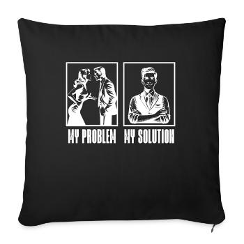 Receptionist My Problem My Solution Pictogram Dad - Sofa pillowcase 17,3'' x 17,3'' (45 x 45 cm) - black - Front