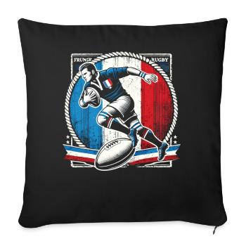 Maillot de la France Rugby - Housse de coussin décorative 45 x 45 cm - noir - Devant