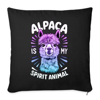 Alpaca Spirit Animal, Alpaca Rainbow Art, Fun - Sofa pillowcase 17,3'' x 17,3'' (45 x 45 cm) - black - Front