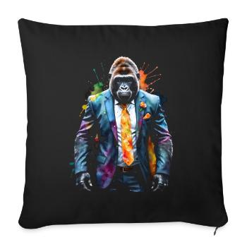 Costume de gorille singe Imprimé de conception d’animaux colorés - Housse de coussin décorative 45 x 45 cm - noir - Devant