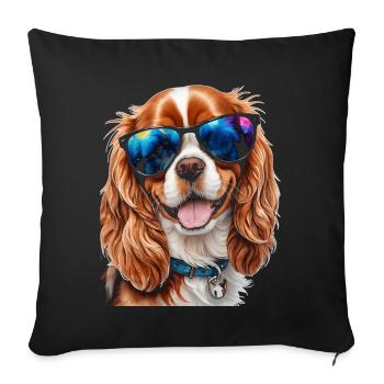 Cavalier King Charles Spaniel Sonnenbrille Hund - Sofakissenbezug 45 x 45 cm - Schwarz - Vorne