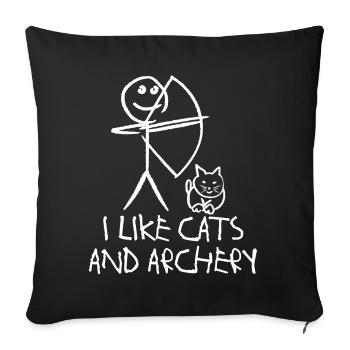 Archery Cat Long Bow Archer Compound Bow - Sofa pillowcase 17,3'' x 17,3'' (45 x 45 cm) - black - Front
