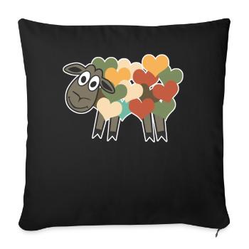 Mouton Rétro Coeurs - Housse de coussin décorative 45 x 45 cm - noir - Devant
