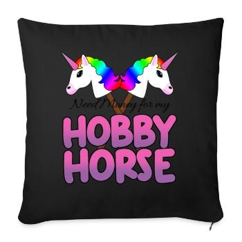 Hobby Cheval Hobby Horsing Licorne - Housse de coussin décorative 45 x 45 cm - noir - Devant