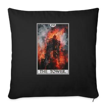 Cartes de tarot Carte de tarot La Tour La Tour - Housse de coussin décorative 45 x 45 cm - noir - Devant
