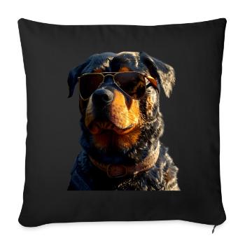 Les chiens Rottweiler aiment les fiers amateurs de rottweiler - Housse de coussin décorative 45 x 45 cm - noir - Devant