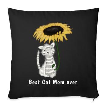 Meilleure maman chat de tous les temps - Housse de coussin décorative 45 x 45 cm - noir - Devant