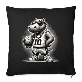 Ghetto Basketball Hippo - Sofakissenbezug 45 x 45 cm - Schwarz - Vorne