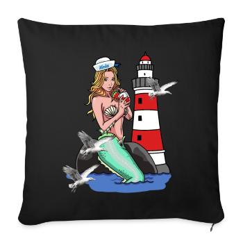 Mermaid Mermaid Mermaid Mermaid Sailors Maritime Ahoy - Sofa pillowcase 17,3'' x 17,3'' (45 x 45 cm) - black - Front