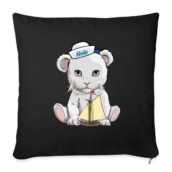 Cats, Teddy, Sailor, Maritime, Sailing Ship, Cat - Sofa pillowcase 17,3'' x 17,3'' (45 x 45 cm) - black - Front